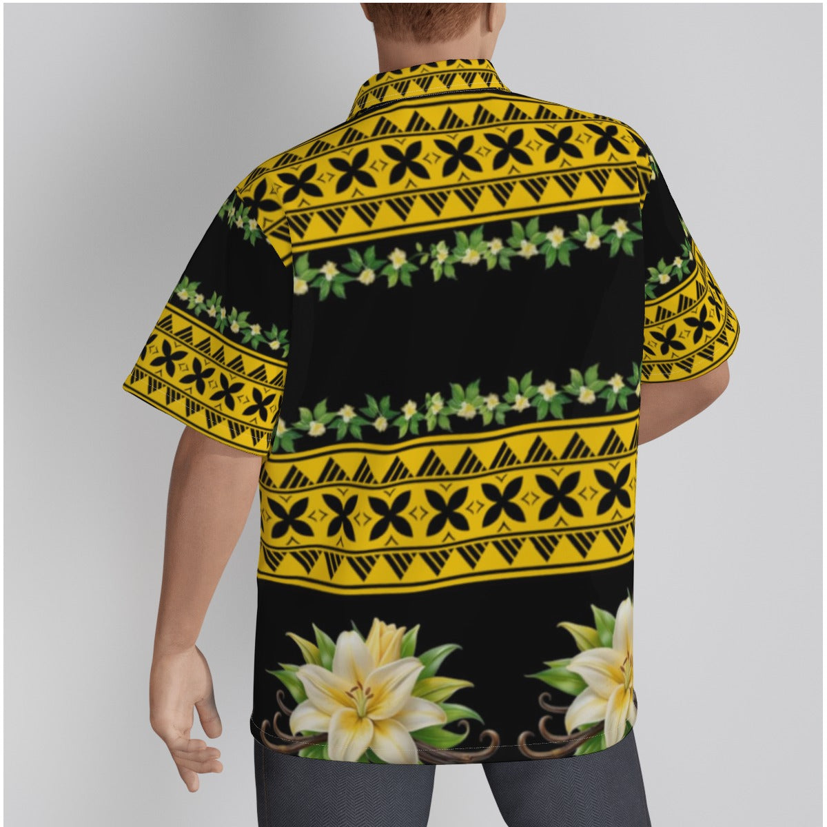 All-Over Print Men's Hawaiian Shirt With Button Closure
