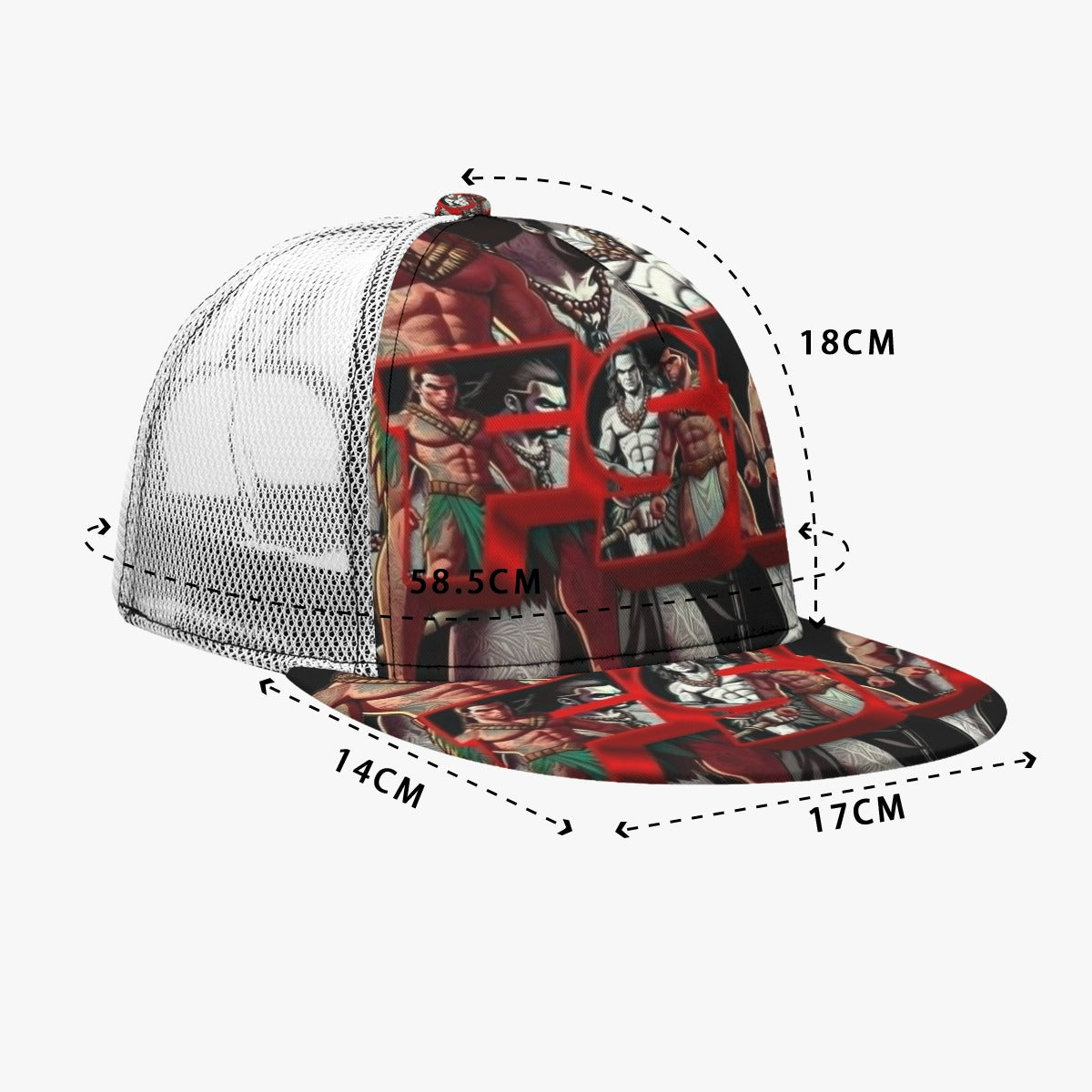 All-Over Print Black Buckle Flat-brimmed Mesh Cap With Box