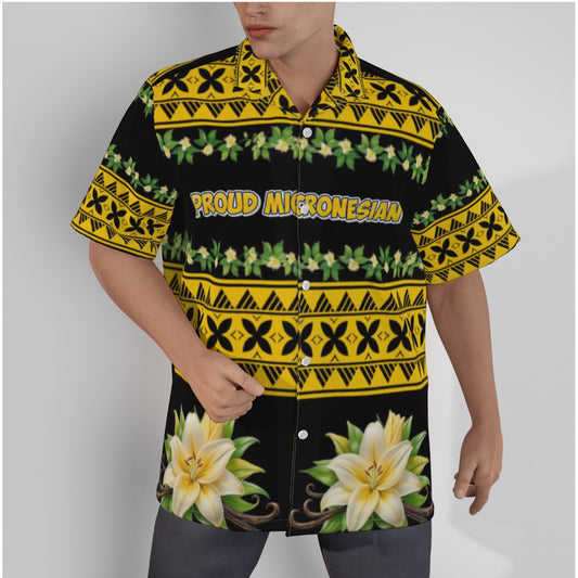 All-Over Print Men's Hawaiian Shirt With Button Closure
