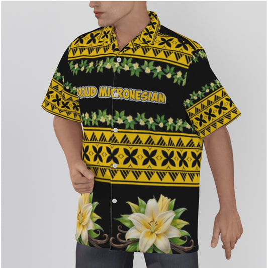 All-Over Print Men's Hawaiian Shirt With Button Closure