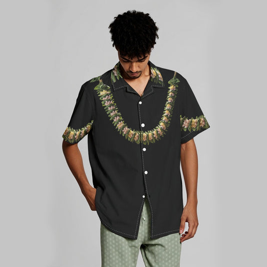 All-Over Print Men's Hawaiian Shirt With Button Closure