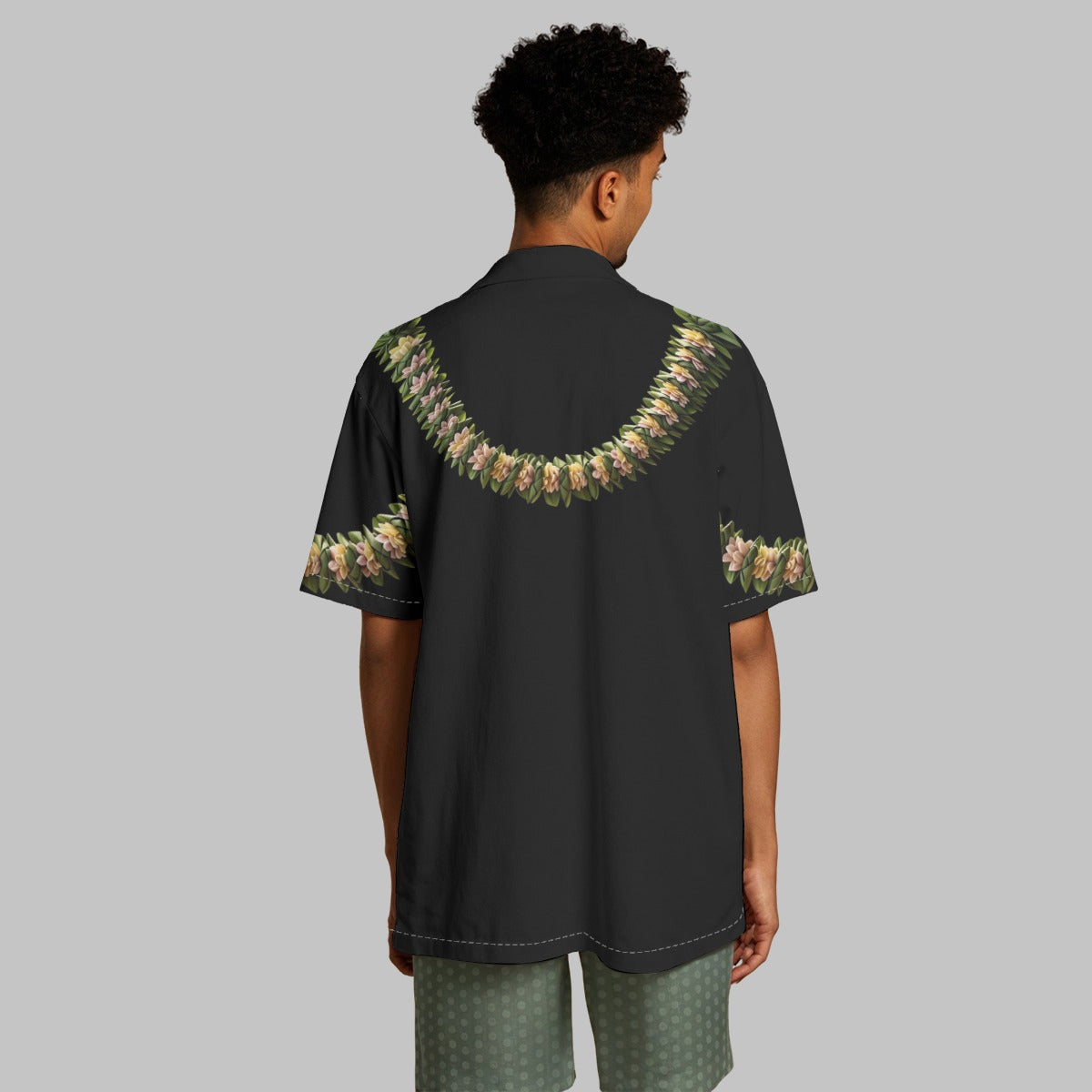 All-Over Print Men's Hawaiian Shirt With Button Closure