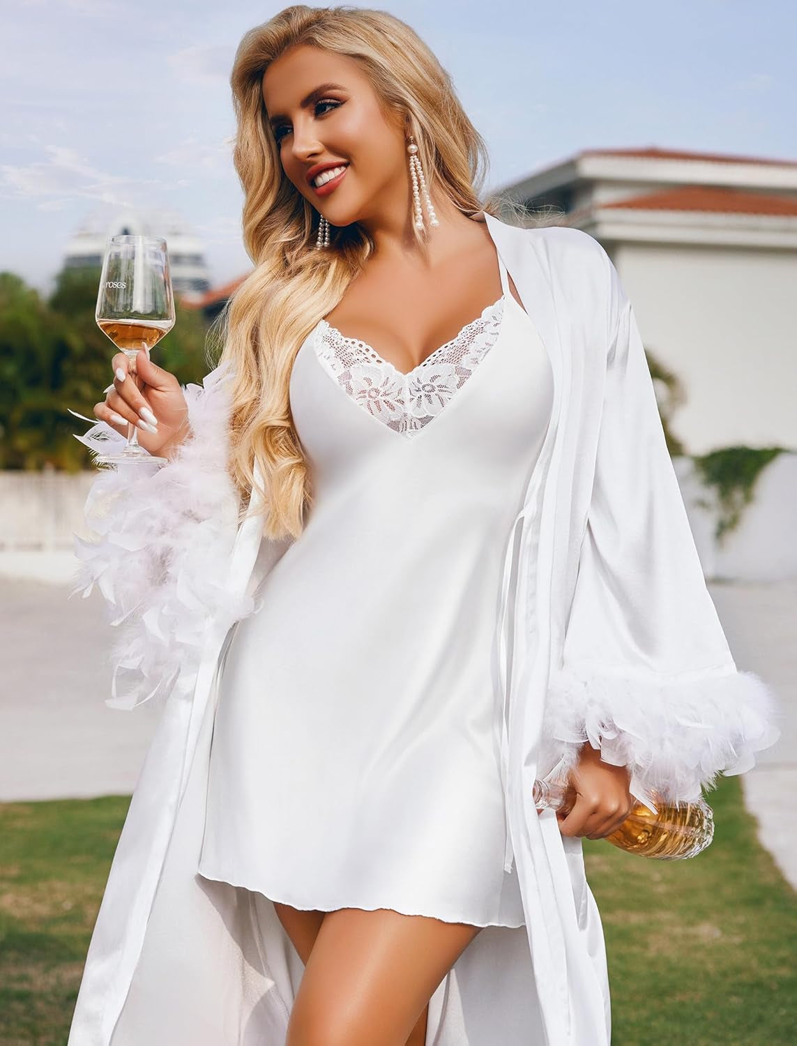 Women'S Sleepwear Satin Nightgown V Neck Silk Nighty Sleeveless Nightwear Lace Chemise
